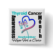 Thyroid Cancer Awareness Month Butterfly Heart buttons