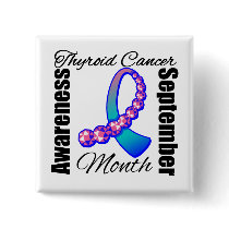 Thyroid Cancer Awareness Month Gemstone Ribbon buttons