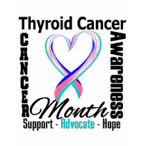 Thyroid Cancer Awareness Month Grunge Heart Ribbon t-shirts