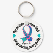 Thyroid Cancer AWARENESS Month Ribbon of Hearts keychains