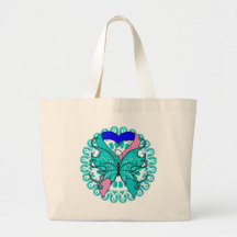 Thyroid Cancer Butterfly Circle of Ribbons Tote Bags