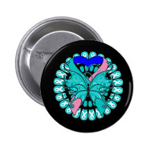 Thyroid Cancer Butterfly Circle of Ribbons Pin