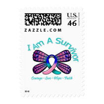 Thyroid Cancer Butterfly I Am A Survivor Postage Stamp