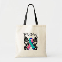 Thyroid Cancer Butterfly Survivor Canvas Bags