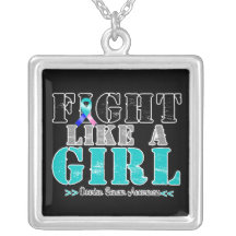 Thyroid Cancer - Distressed Fight Like a Girl Necklace