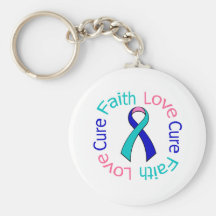 Thyroid Cancer Faith Love Cure Keychain
