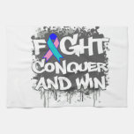 Thyroid Cancer Fight Conquer and Win Kitchen Towels