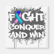 Thyroid Cancer Fight Conquer and Win Fridge Magnets