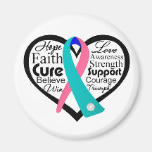 Thyroid Cancer Heart Ribbon Collage Fridge Magnets
