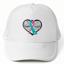 Thyroid Cancer Heart Ribbon Collage Trucker Hats