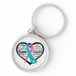 Thyroid Cancer Heart Ribbon Collage Key Chains