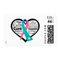 Thyroid Cancer Heart Ribbon Collage Postage Stamps