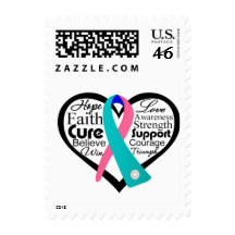 Thyroid Cancer Heart Ribbon Collage Stamp