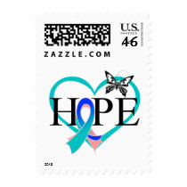 Thyroid Cancer Hope Butterfly Heart Décor Postage Stamp