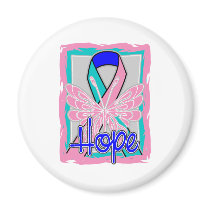 Thyroid Cancer Hope Butterfly Portrait Magnets