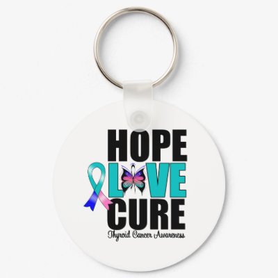Thyroid Cancer Hope Love Cure key chains