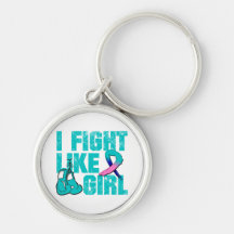 Thyroid Cancer I Fight Like A Girl (Grunge) Keychain