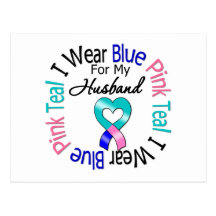 Thyroid Cancer I Wear Heart Ribbon For My Husband Post Cards