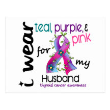 Thyroid Cancer I Wear Ribbon For My Husband 43 Postcard
