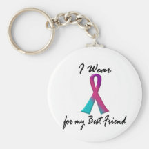 Thyroid Cancer I WEAR THYROID RIBBON 1 Best Friend Key Chains