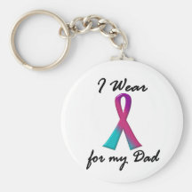 Thyroid Cancer I WEAR THYROID RIBBON 1 Dad Key Chain
