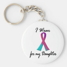 Thyroid Cancer I WEAR THYROID RIBBON 1 Daughter Key Chains