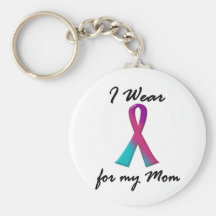 Thyroid Cancer I WEAR THYROID RIBBON 1 Mom Key Chain