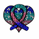 Thyroid Cancer Mosaic Heart Ribbon Sculpture photosculpture