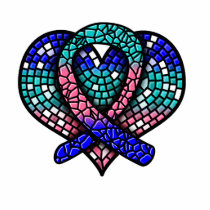Thyroid Cancer Mosaic Heart Ribbon Sculpture photo sculptures by giftsforawareness Thyroid Cancer Mosaic Heart Ribbon Sculpture photo sculptures