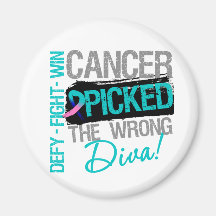 Thyroid Cancer Picked The Wrong Diva Refrigerator Magnets
