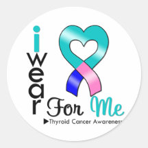 THYROID CANCER Ribbon For Me Round Stickers