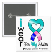Thyroid Cancer Ribbon For My Sister Buttons