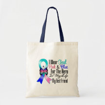 Thyroid Cancer Ribbon Hero My Best Friend Canvas Bags