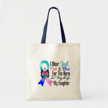 Thyroid Cancer Ribbon Hero My Daughter Bags