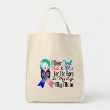 Thyroid Cancer Ribbon Hero My Mom Tote Bag