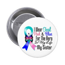 Thyroid Cancer Ribbon Hero My Sister Pin