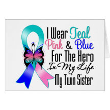 Thyroid Cancer Ribbon Hero My Twin Sister Greeting Card