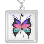 Thyroid Cancer Stylish Butterfly Awareness Ribbon necklaces