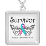 Thyroid Cancer Survivor Deco Ribbon necklaces