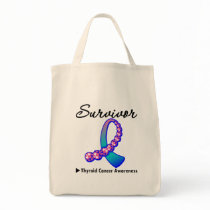 Thyroid Cancer Survivor Gemstone Ribbon bags