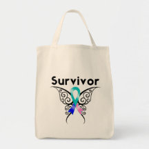 Thyroid Cancer Survivor Tribal Butterfly Canvas Bag