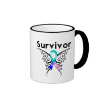 Thyroid Cancer Survivor Tribal Butterfly Mug