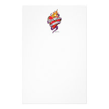 Thyroid Cancer Tattoo Heart Personalized Stationery