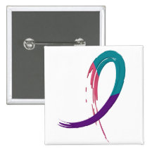Thyroid Cancer Teal, Purple, And Pink Ribbon A4
