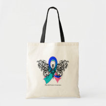 Thyroid Cancer Tribal Butterfly Ribbon Canvas Bags