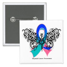 Thyroid Cancer Tribal Butterfly Ribbon Pins