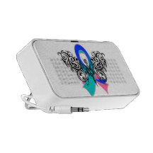 Thyroid Cancer Tribal Butterfly Ribbon Laptop Speaker
