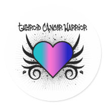 Thyroid Cancer Warrior Heart stickers by cancerapparel Thyroid Cancer Warrior Heart stickers