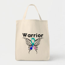 Thyroid Cancer Warrior Tribal Butterfly Tote Bag