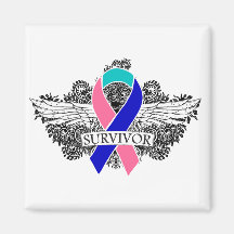 Thyroid Cancer Winged SURVIVOR Ribbon Refrigerator Magnet